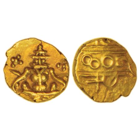Kingdom of Mysore, gold fanam of Kanthirava Narasa Raya (1638-1662 AD), MCSI-I 910-911, 0.