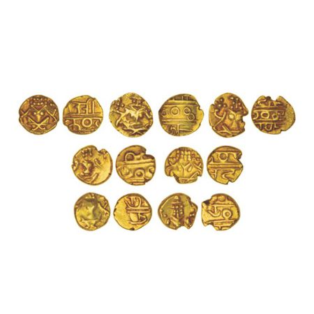 Kingdom of Mysore, seven gold fanams of Kanthirava Narasa Raya (1638-1662 AD), MCSI-I 910-