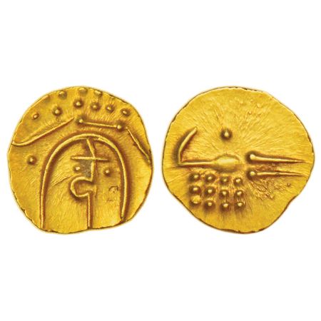 Marathas of Tanjore, gold fanam of Venkaji Ekoji (1674-1686 AD), M&W T1, 0.40g. Obv: Nagar