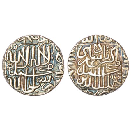Akbar (1556-1605 AD), silver rupee, Bhakkar mint, AH 985, KM 80.6, 11.39g. Extremely fine,