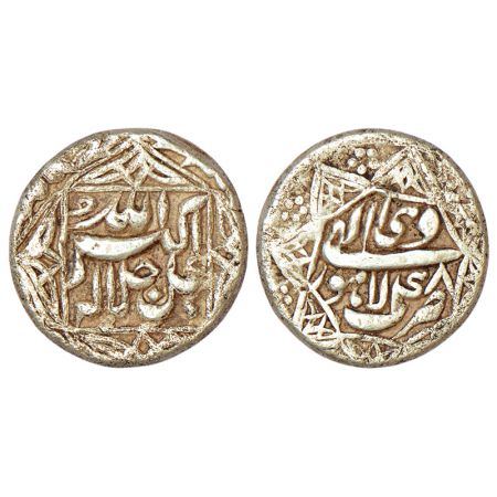 Akbar (1556-1605 AD), silver ½ rupee, Lahore mint, Di, Ilahi 48, KM 67.1, 5.54g. Obv: Pers