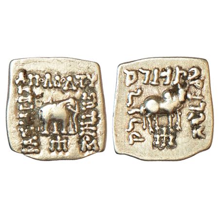 Indo-Greeks, silver square drachm of Apollodotos I (c.180-160 BC), BN series 4, 2.94g. Obv