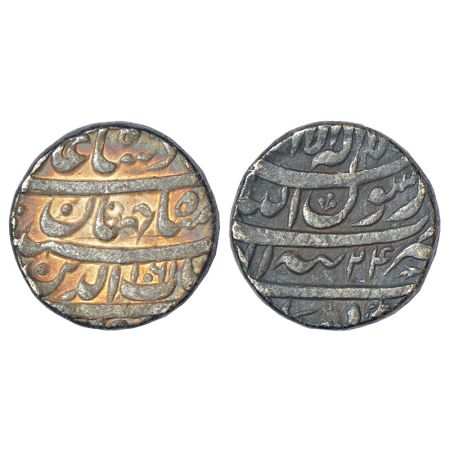 Shah Jahan (1628-1658 AD), silver rupee, Tatta mint, AH 1061/RY 24, legend in four lines, 