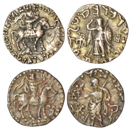 Indo-Scythians - two silver drachms of Azes, (c.45-10BC), (a) MIGIS 859, 2.26g. Obv: king 