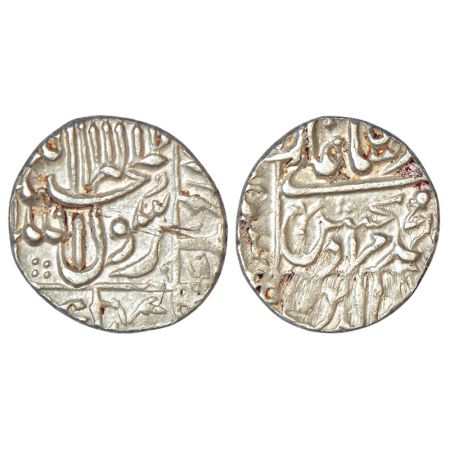Murad Bakhsh (1658 AD), silver ½ rupee, Surat mint in left quadrant, 'square areas' type, 
