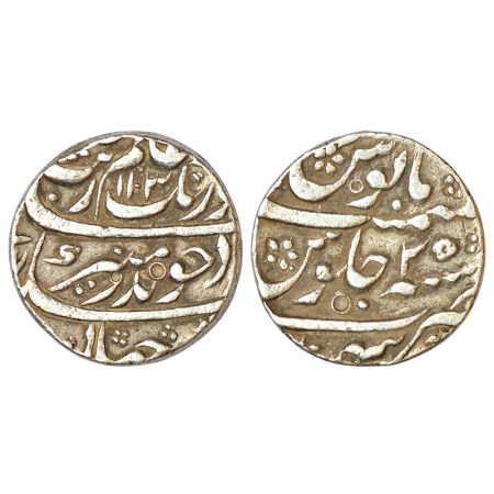 Aurangzeb (1658-1707 AD), silver rupee, Sahrind mint, 'Badar-e-munir' couplet, AH 1103/RY 