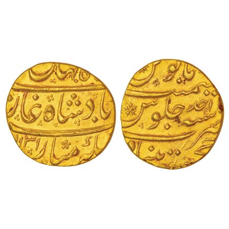 Shah Jahan II (1719 AD), gold mohur, Khujista Bunyad mint, AH 1131/RY Ahd, KM 418.5, 10.94