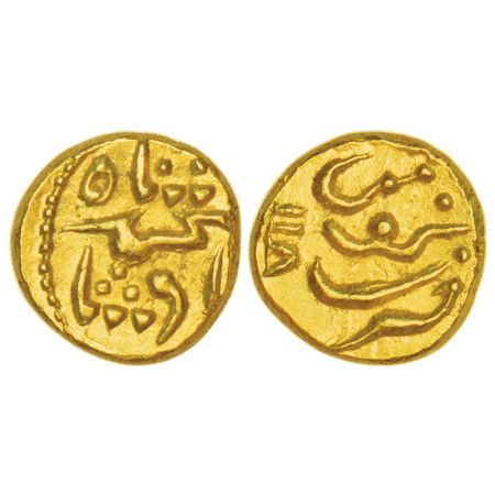 Muhammad Shah (1719-1748 AD), gold pagoda, Guti mint (fully visible), AH 11(6)8, KM E440.2