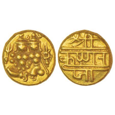 Mysore, Krishnaraja Wodeyar (1799-1868 AD), gold pagoda, KM C210, 3.41g. Obv: Shiva Parvat