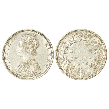 Victoria Queen, silver ½ rupee, 1876, Bombay mint, B2/II/dot, PR 287; GK 606. Extremely fi