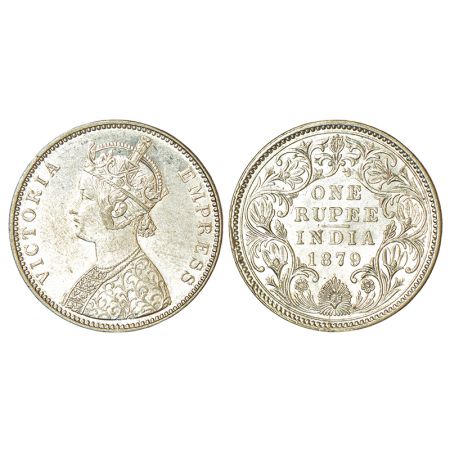 Victoria Empress, silver rupee, 1879, Bombay mint, A3/II(iv)/dot, PR 153; GK 462. Minor sc