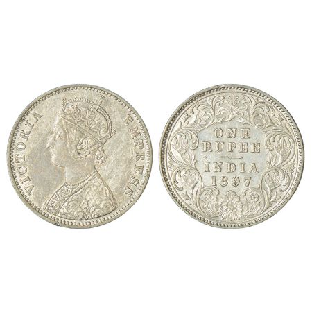 Victoria Empress, silver rupee, 1897, Calcutta mint, C3/I(i)/'C' incused, PR 136; GK 582. 