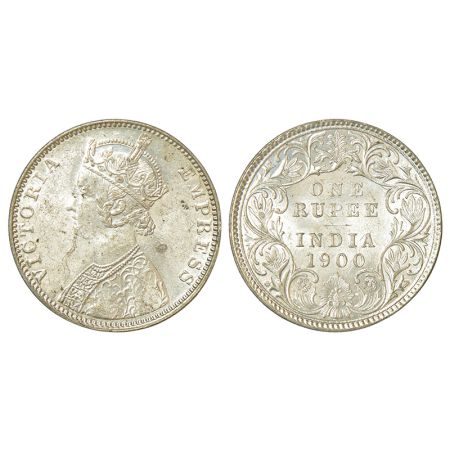 Victoria Empress, silver rupee, 1900, Bombay mint, A3/I/'B' incused, PR 186; GK 589. Uncir