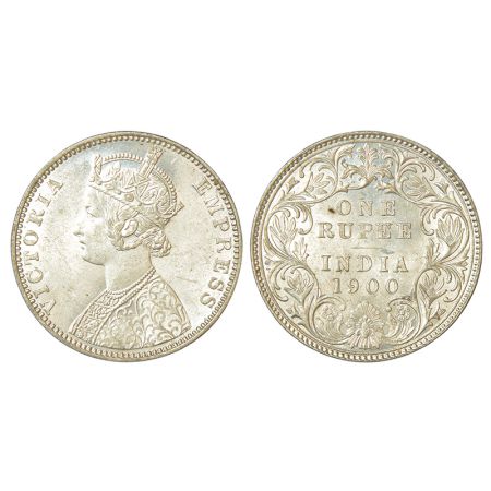 Victoria Empress, silver rupee, 1900, Bombay mint, A3/I/'B' incused, PR 186; GK 589. Uncir