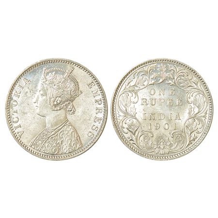 Victoria Empress, silver rupee, 1901, Bombay mint, A3/I/'B' incused, PR 187. Uncirculated 
