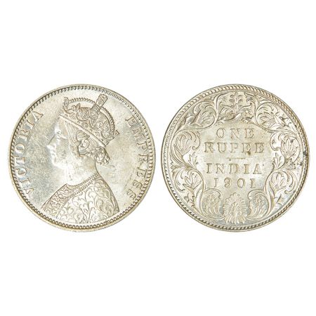 Victoria Empress, silver rupee, 1901, Bombay mint, A3/I/'B' incused, PR 187. Uncirculated 