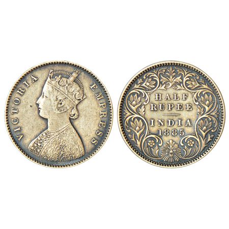 Victoria Empress, silver ½ rupee, 1885, Calcutta mint, A/I/'C' incused, PR 269; GK 632. A 