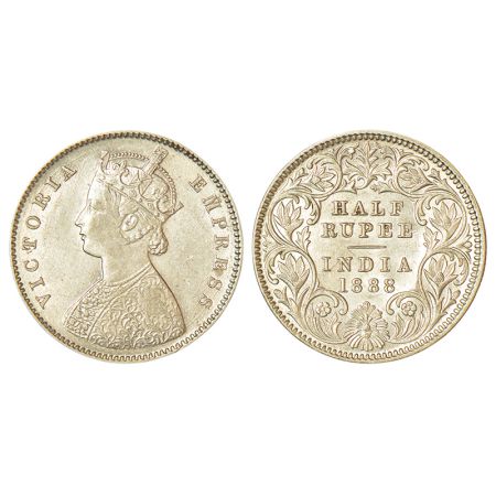 Victoria Empress, silver ½ rupee, 1888, Calcutta Mint, A/I/'C' incused, PR 272; GK 641. Ab