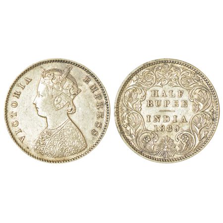 Victoria Empress, silver ½ rupee, 1889, Calcutta mint, A/I/'C' incused, PR 273; GK 645. Ex