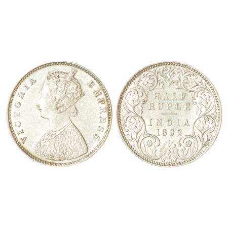 Victoria Empress, silver ½ rupee, 1892, Bombay mint, A/I/'B' incused, PR 302; GK 646. Extr