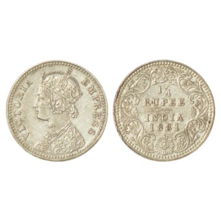 Victoria Empress, silver ¼ rupee, 1881, Bombay mint, C/II/dot, unlisted in PR; GK 679. Ext