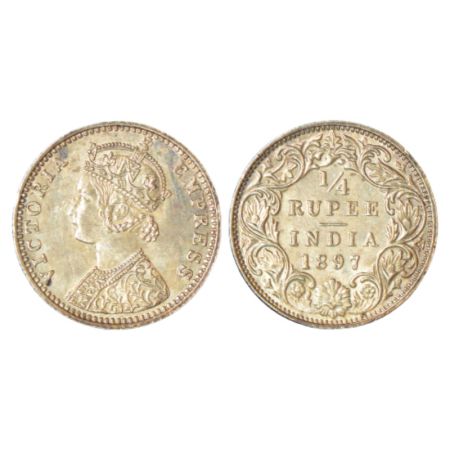 Victoria Empress, silver ¼ rupee, 1897, Bombay mint, C(i)/I/'B' incused, PR 430; GK 731. C