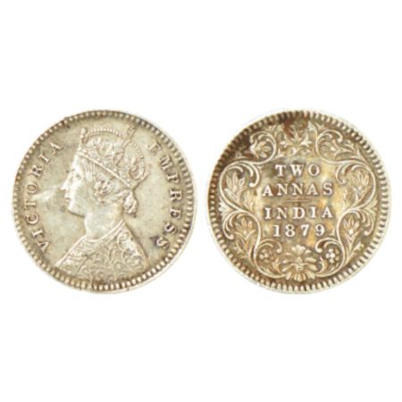 Victoria Empress, silver 2 annas, 1879, Calcutta mint, B/II/'C' incused, PR 494; GK 753. V