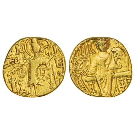 Kushan Empire, post-Vasudeva rulers - gold dinar of 'Kipunadha' (c.350-380AD), Göbl 596; M