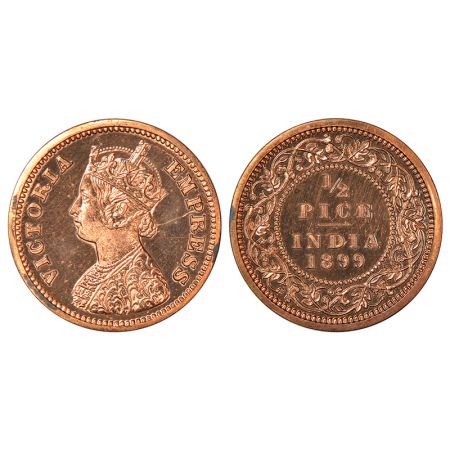 Victoria Empress, Proof re-strike, copper ½ pice, 1899, Calcutta mint, A/I/no mm, S&W 6.60