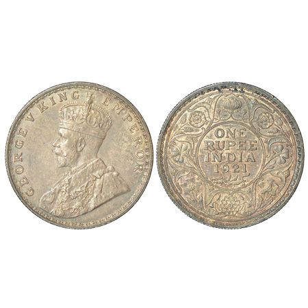 George V, silver rupee, 1921, Bombay mint, dot, PR 227; GK 1043. Toned, Uncirculated, Rare