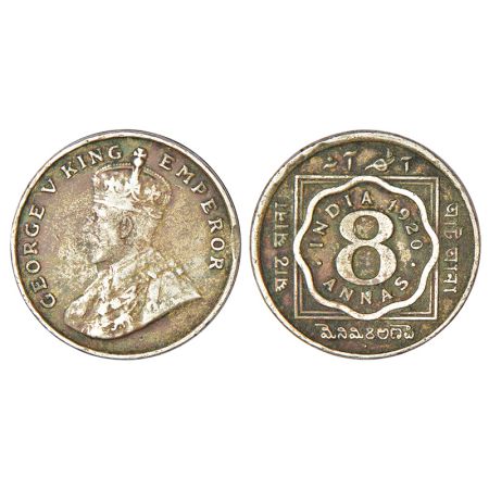 George V, cupro-nickel 8 annas, 1920, Bombay mint, dot, PR 873; GK 1079. Edge knocks, Fine