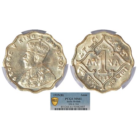 George V, cupro-nickel 1 anna, 1925, Bombay mint, dot, PR 953; GK 1154. PCGS graded MS61, 