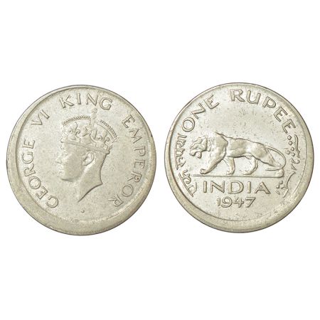 George VI, nickel rupee, error, 1947, Bombay mint, 10% off center on both sides. About Ext