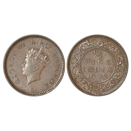 George VI, copper ½ pice, 1938, Calcutta mint, unlisted in PR; GK 1449. About Uncirculated