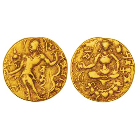 Gupta Empire, gold dinar of Chandra Gupta II (c.375-415 AD), 'Archer-Goddess on Lotus' typ