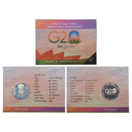 2023, India's G20 Presidency, Proof set of single coin, 100 rupees, Kolkata mint, in origi