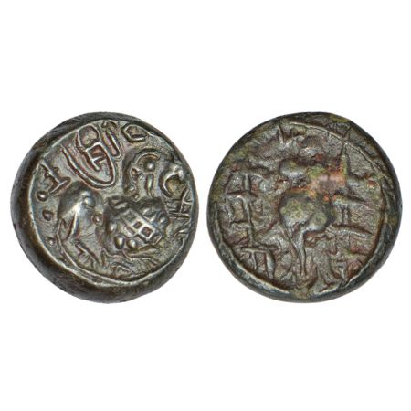 Vishnukundin feudatories - alloyed copper coin of Prithvimaharaja (c.5th-6th Century AD) o