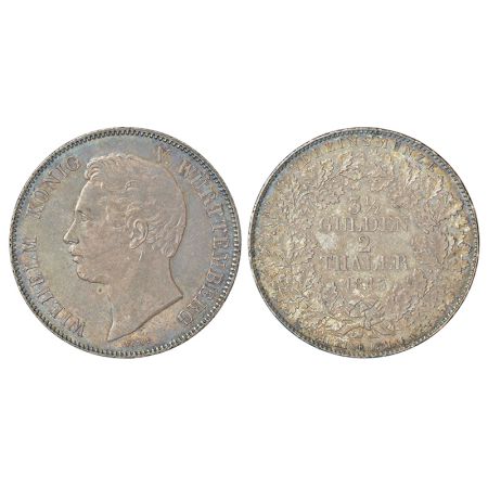German State-Wurttemberg, Wilhelm I, silver 2 thaler (3½ gulden), 1843, KM 586, 37.02g. Ob