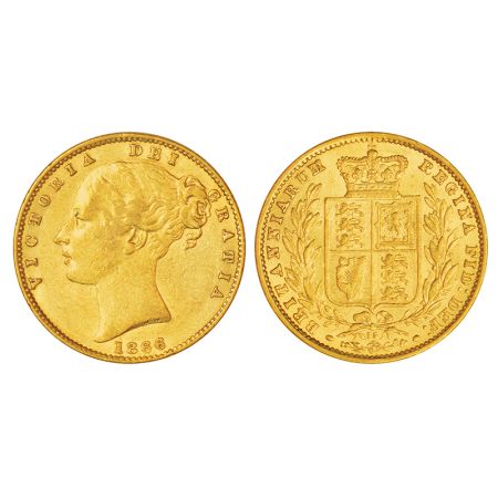 Great Britain, Victoria, gold sovereign, 1866, KM 736.2, 7.95g. Obv: Young uncrowned portr