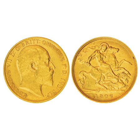 Great Britain, Edward VII, gold ½ sovereign, 1906, KM 804, 3.98g. Obv: Portrait bust of Ki