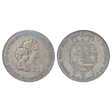 Italian State-Tuscany, Charles Louis, silver 10 lire, 1807, KM C49.2, 39.11g. Obv: Conjoin