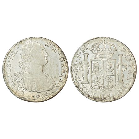Mexico, Charles IV (1788-1808 AD), silver 8 reales, 1799, 'MO'/'FM' mintmark, KM 109, 26.7