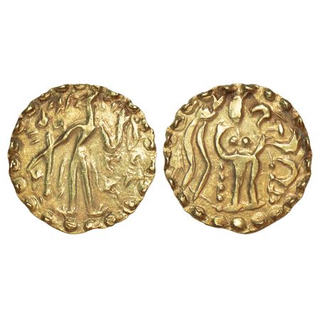 Post-Gupta coinage in Bengal, Samatata region - gold dinar of Virachandra, king of Arakan 