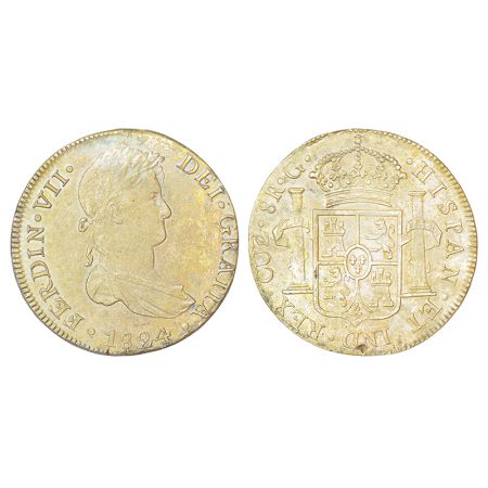 Peru, Ferdinand VII (1808-1821 AD), silver 8 reales, 1824, 'CUZCO G' mintmark, KM 117.2, 2