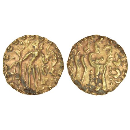 Post-Gupta coinage in Bengal, Samatata region - gold dinar of Jeevadharana Rata of Rata dy