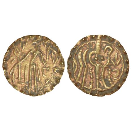 Post-Gupta coinage in Bengal, Samatata region - gold dinar of Rajabhata, king of Khadga dy