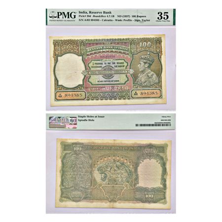 British India, George VI, 100 rupees, ND (1938), Calcutta circle, signed by J.B. Taylor, s