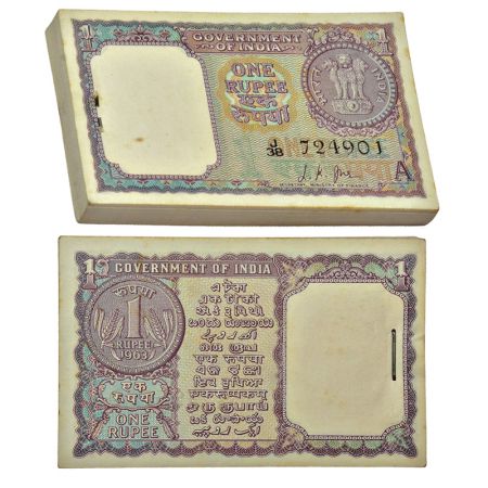 1 rupee, 1963, full packet of 100 notes, signed by L.K. Jha, inset 'A', serial no.: J38 72
