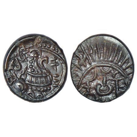 Eastern Chalukyas - alloyed copper coin of Kubja Vishnu Vardhana (624-641 AD) alias Visham