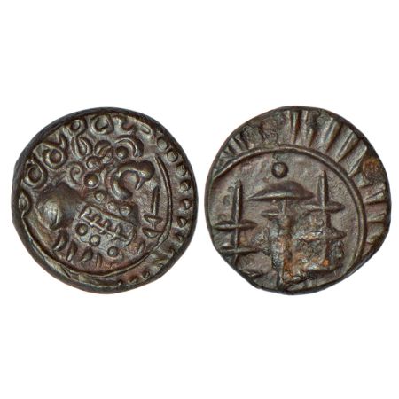 Eastern Chalukyas - alloyed copper coin attributed to Vishnuvardhana I alias Vishamasiddhi